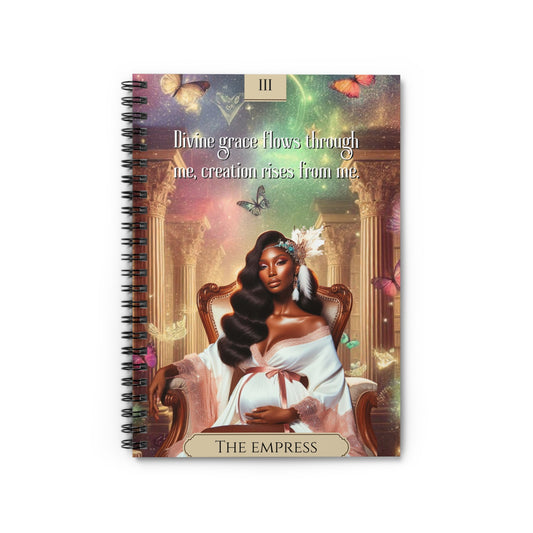 Empress Tarot Spiral Notebook — Rose Pink Pregnant Divine Feminine Journal (Ruled)