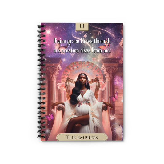 Empress Tarot Spiral Notebook — Rose Pink Pregnant Divine Feminine Journal (Ruled)
